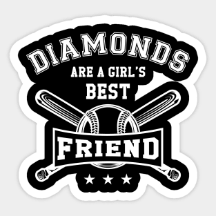 Softball Player - Diamonds are a girl's best friend Sticker